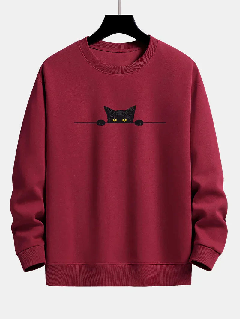 Noah - relax-fit-sweatshirt mit schwarzem katzenprint