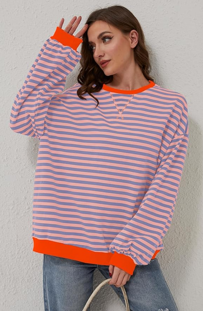 Zoe übergroßer pullover - gestreifter, gemütlicher pullover