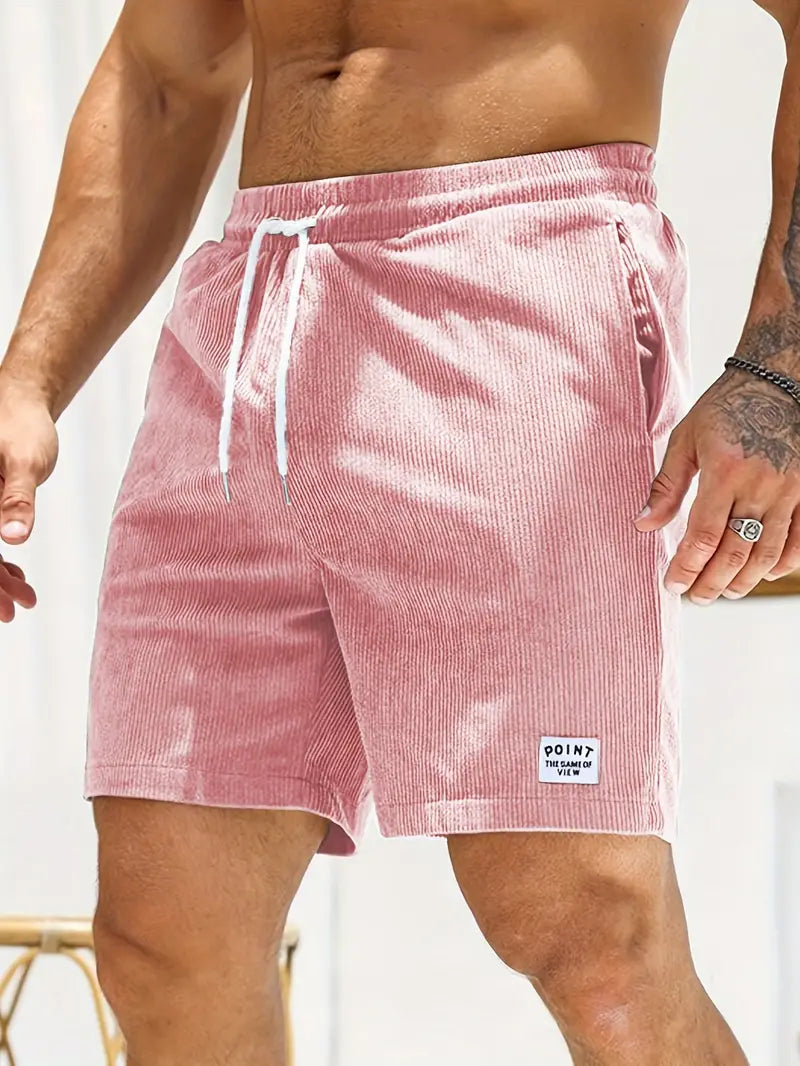 Nathan – gerippte, schmal geschnittene, bequeme shorts mit kordelzug und taschen