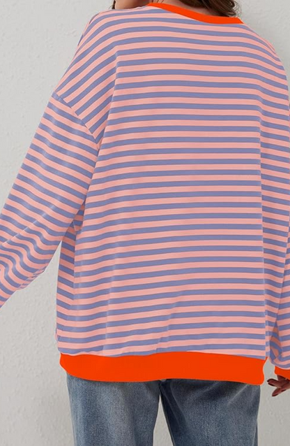 Zoe übergroßer pullover - gestreifter, gemütlicher pullover