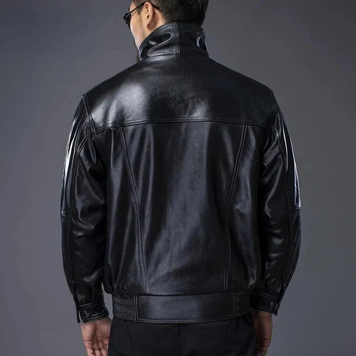 Erwin - klassische schwarze bikerjacke für herren