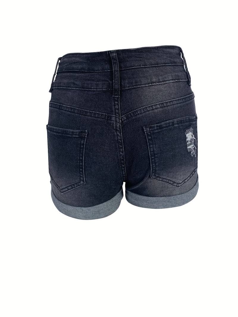 Natalie – gerippte jeansshorts für frühling/sommer