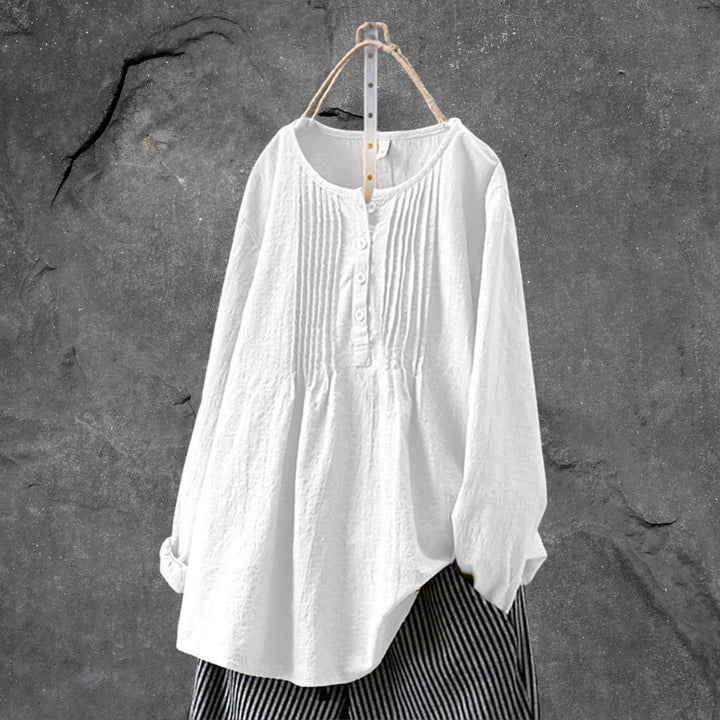 Luftiges boho-chic blusen-shirt – mit knopfleiste & raffung