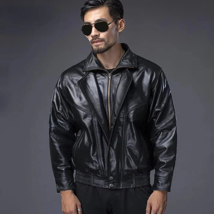 Erwin - klassische schwarze bikerjacke für herren