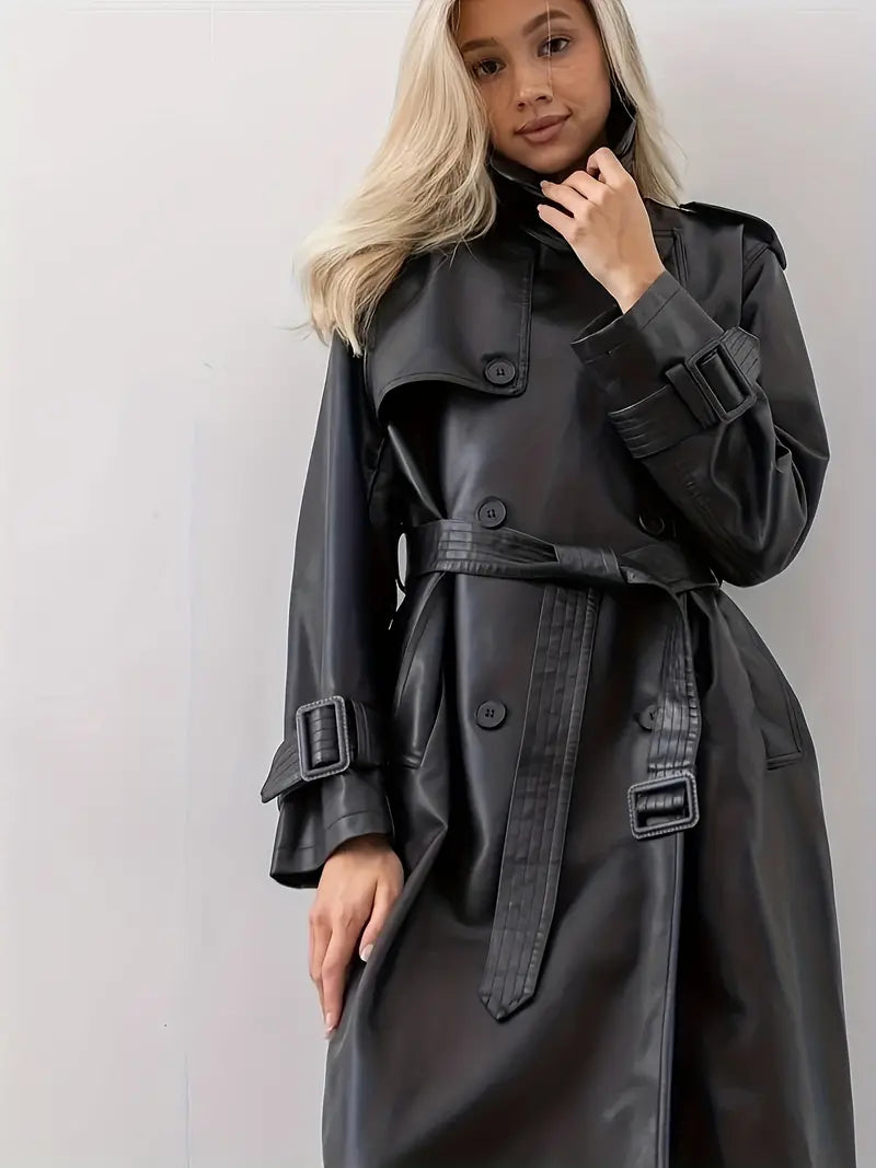 Winona - trenchcoat lederjacke mit gürtel