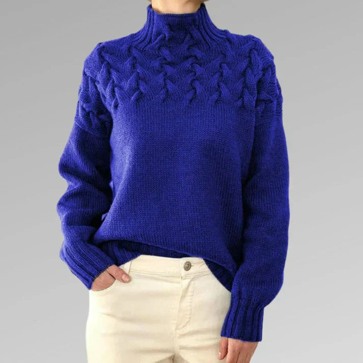 Pullover mit elegantem und warmem rollkragen, kreuzstich-design, unisex