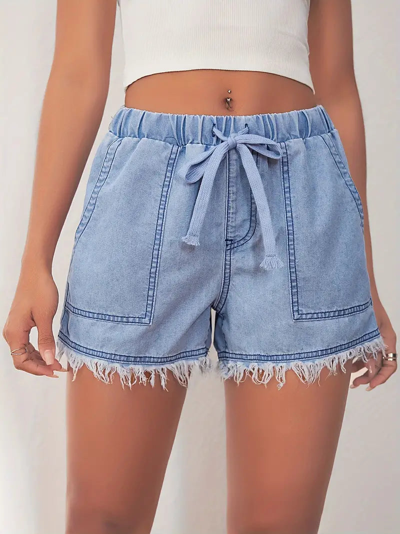 Eleanor – jeansshorts mit elastischem bund für frühling/sommer