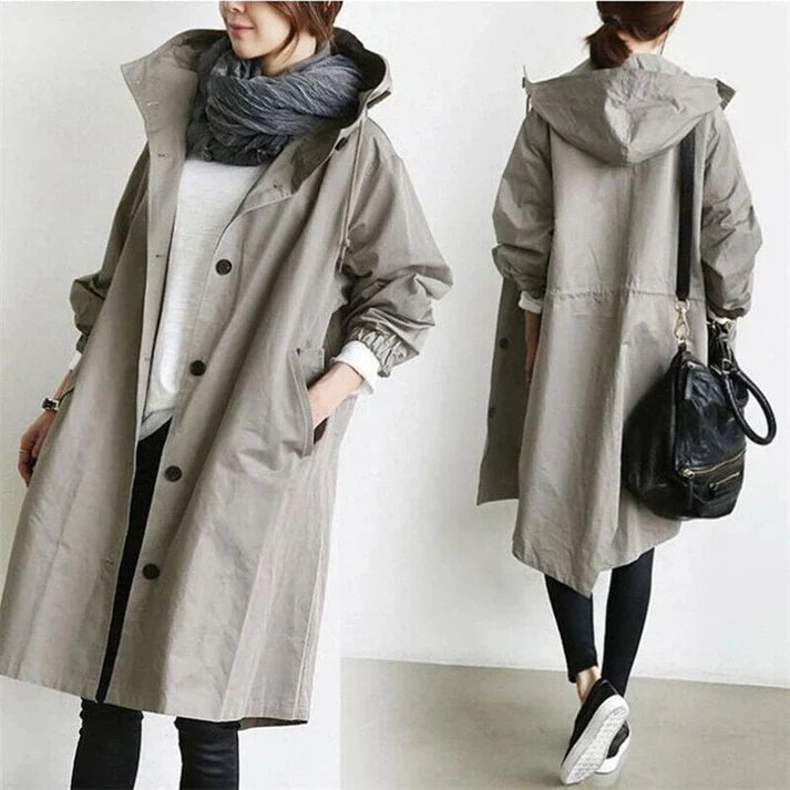 Wasserdichter trenchcoat mit kapuze helena