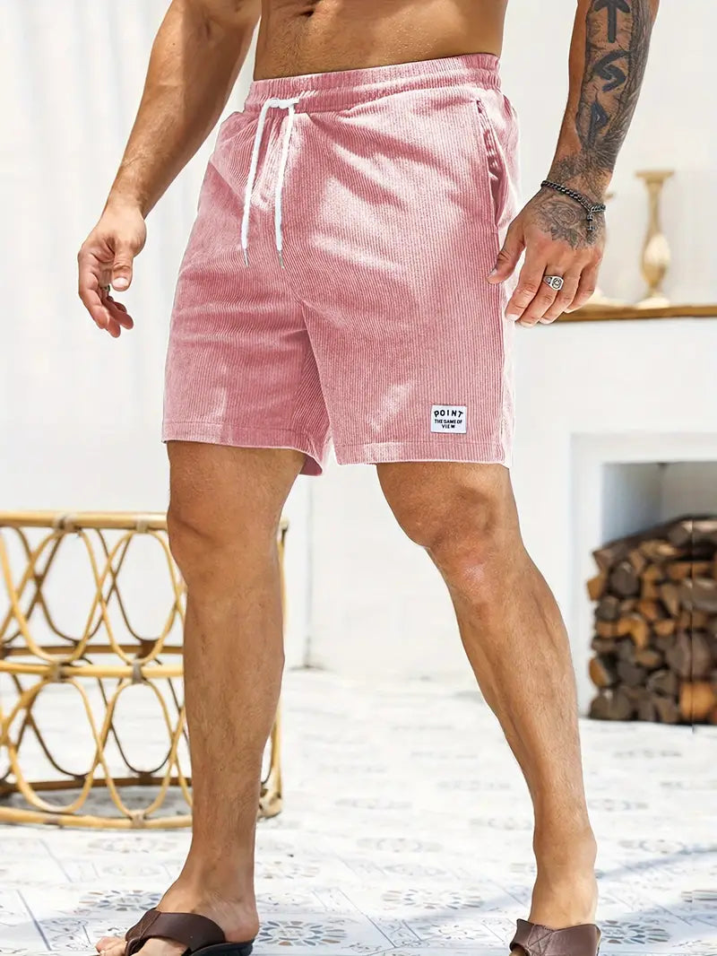 Nathan – gerippte, schmal geschnittene, bequeme shorts mit kordelzug und taschen