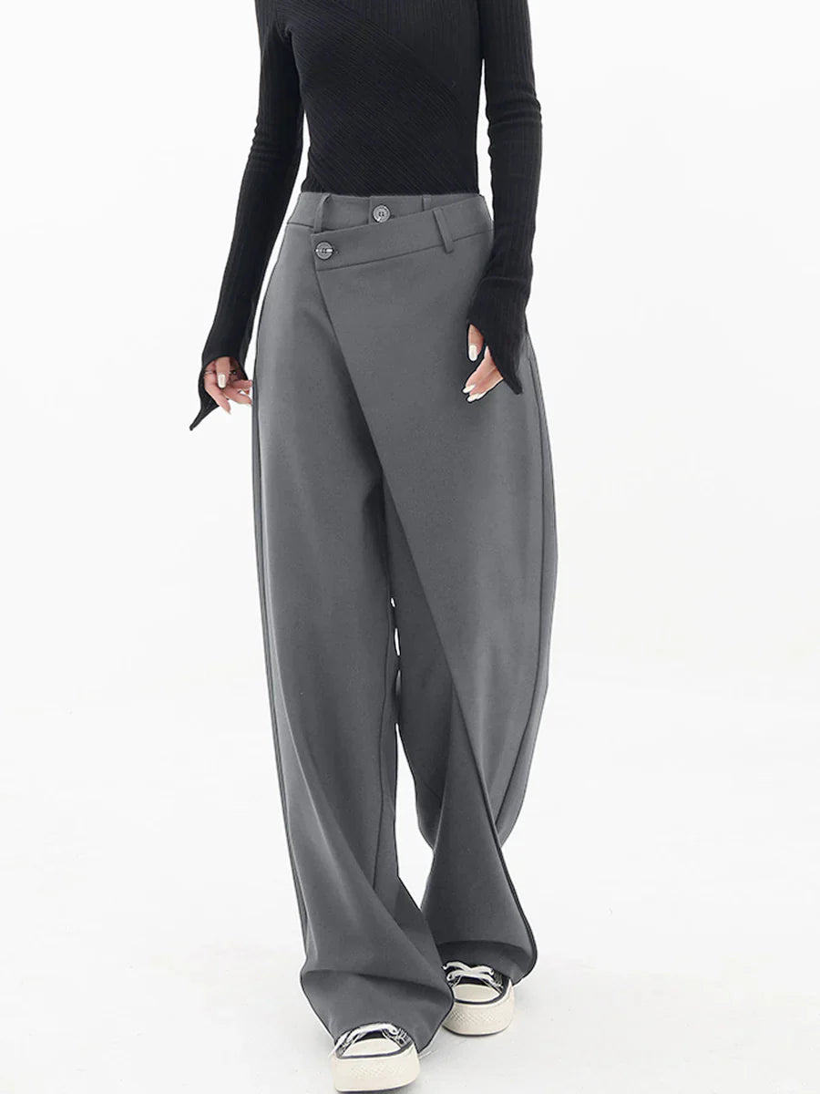 Leja - layered button hose mit weitem bein für frauen