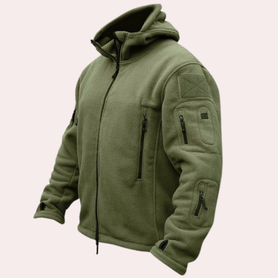 Warme fleecejacke mit kapuze