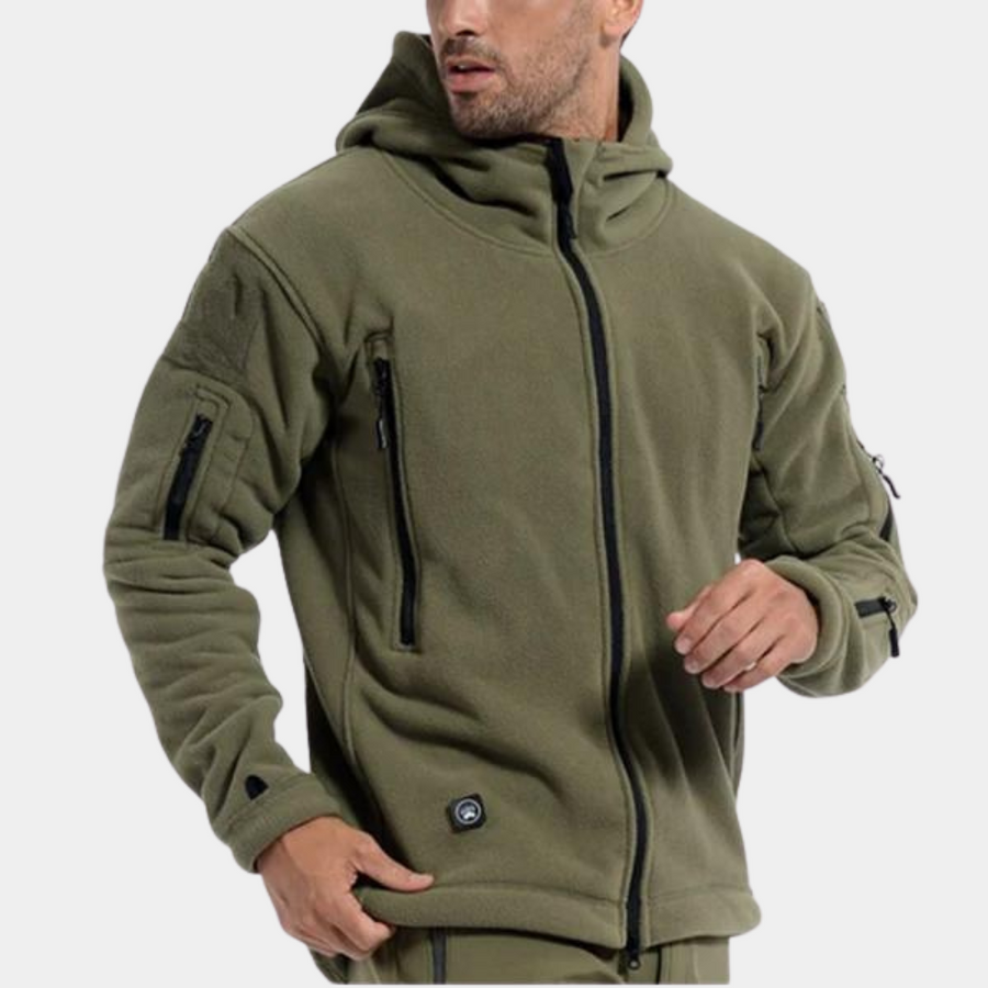 Warme fleecejacke mit kapuze