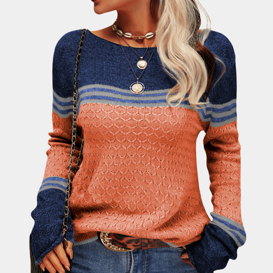 Trendiger colorblock-streifenpullover für damen