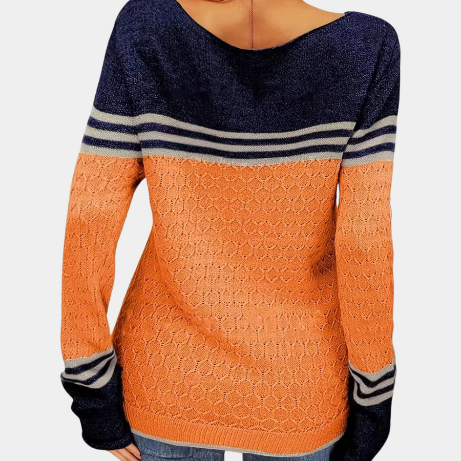 Trendiger colorblock-streifenpullover für damen