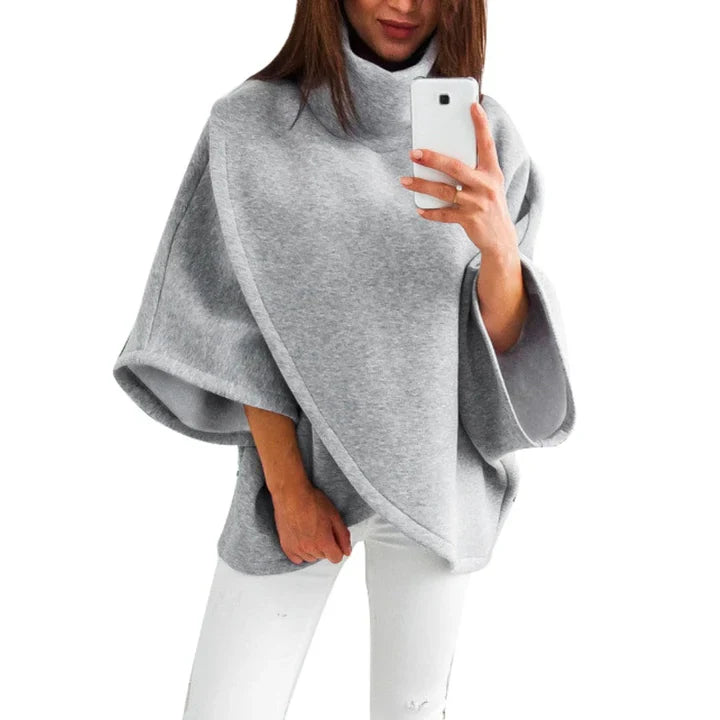 Xenia - poncho-pullover mit rollkragen für damen