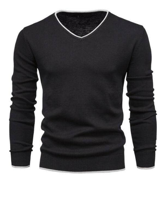 Slim-fit-pullover aus sterlingsilber mit v-ausschnitt