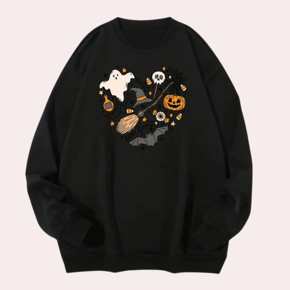 Emese – halloween-sweatshirt mit schickem vibes-motiv für damen