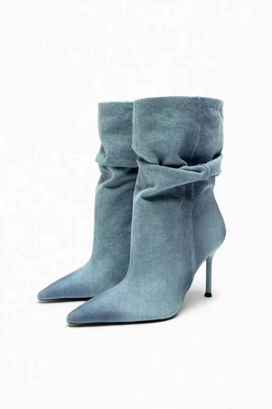 Norina - elyce denim-stiefel mit hohem absatz für damen