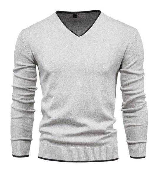 Slim-fit-pullover aus sterlingsilber mit v-ausschnitt