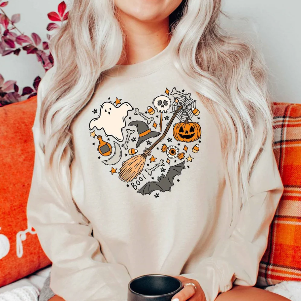 Emese – halloween-sweatshirt mit schickem vibes-motiv für damen