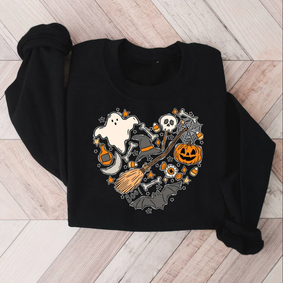 Emese – halloween-sweatshirt mit schickem vibes-motiv für damen