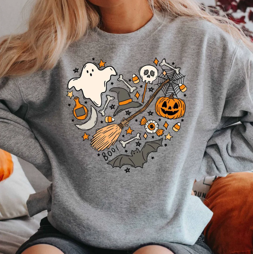 Emese – halloween-sweatshirt mit schickem vibes-motiv für damen