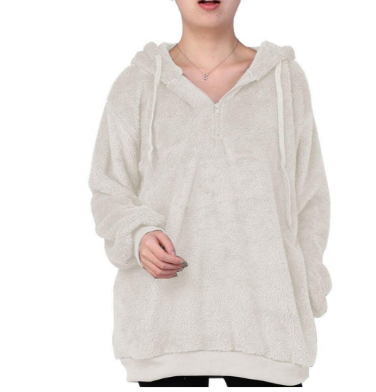 Zera - damen fleece sweatshirt mit reibverschluss am ausschnitt