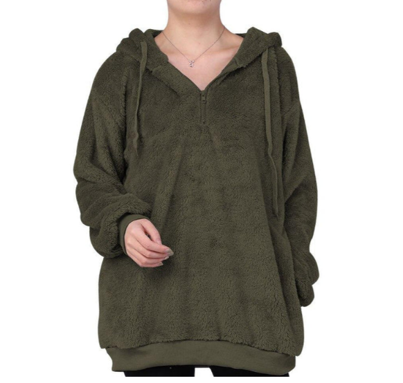 Zera - damen fleece sweatshirt mit reibverschluss am ausschnitt