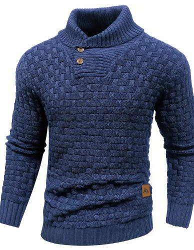 Strickpullover mit schalkragen und knopfverschluss für herren