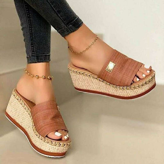 Lina - braune sandal wedges