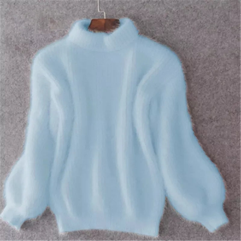 Taylor - locker gestrickter pullover in fester farbe vintage angora pullover