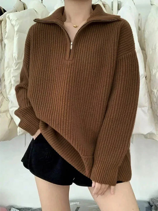 Amelina - warmer rollkragenpullover mit reibverschluss