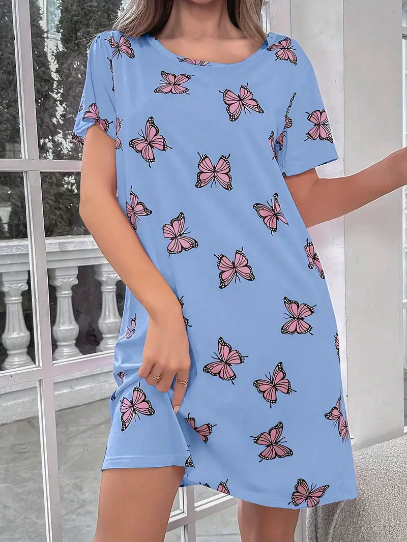 Scarlett – lässiges schmetterlings-schlafkleid mit kurzen armeln