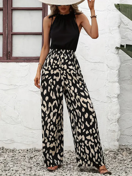 Ledi - jumpsuit mit leopardenmuster und weitem bein