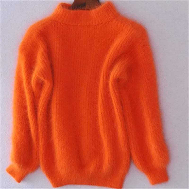 Taylor - locker gestrickter pullover in fester farbe vintage angora pullover