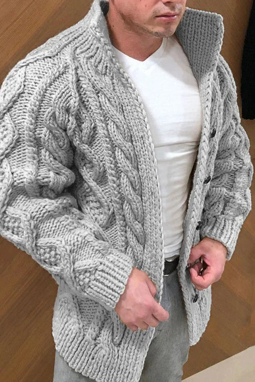 Dawe - herrenstrickjacke mit wildlederkragen