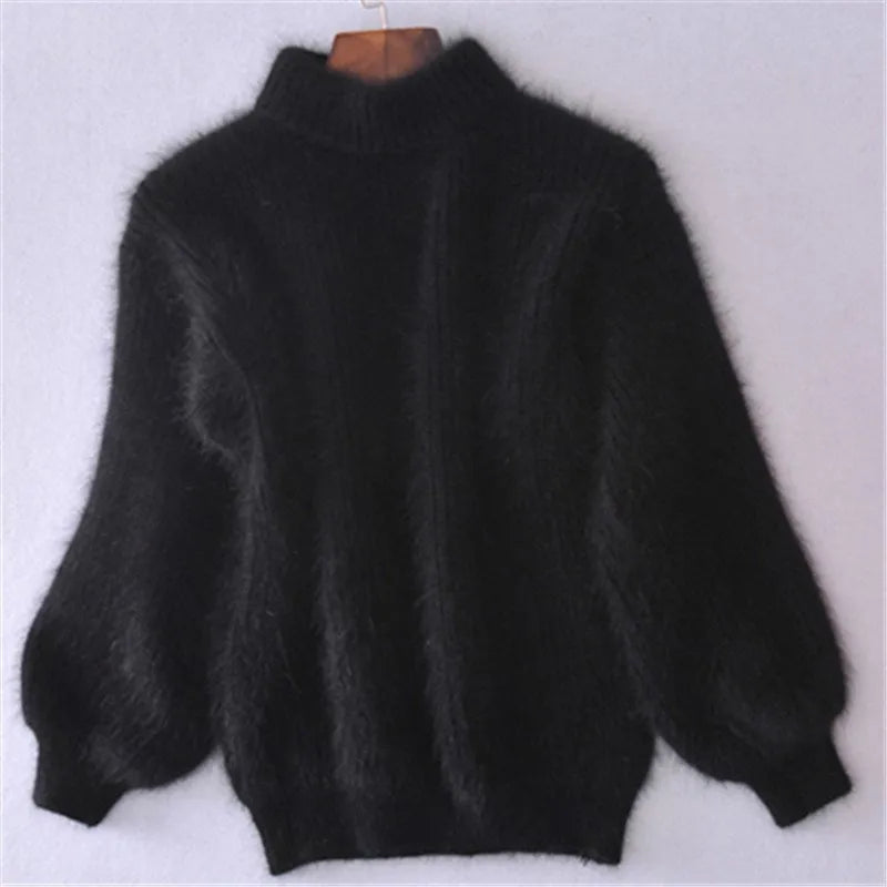 Taylor - locker gestrickter pullover in fester farbe vintage angora pullover