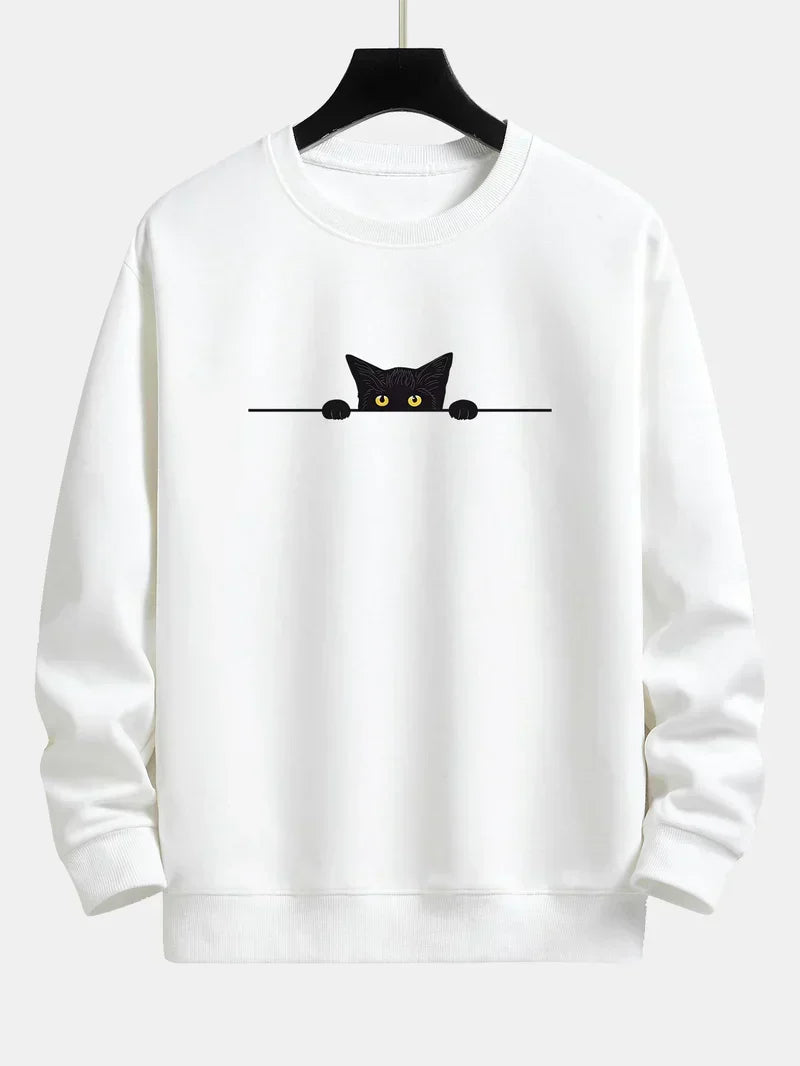 Noah - relax-fit-sweatshirt mit schwarzem katzenprint