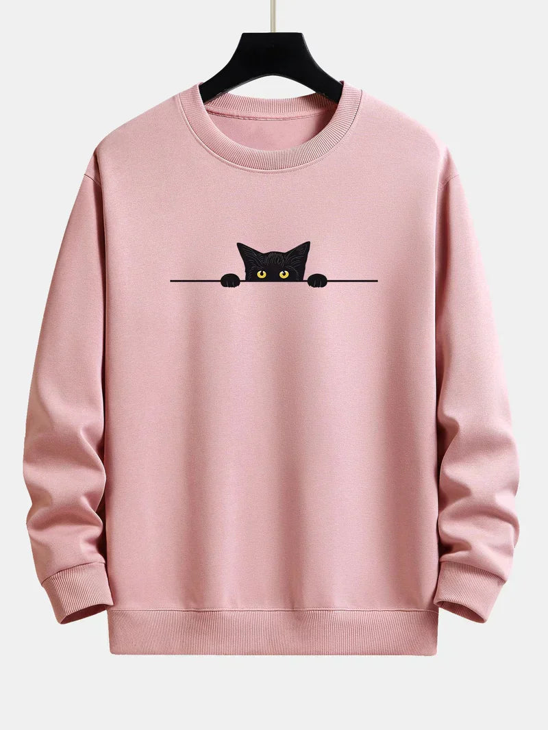 Noah - relax-fit-sweatshirt mit schwarzem katzenprint