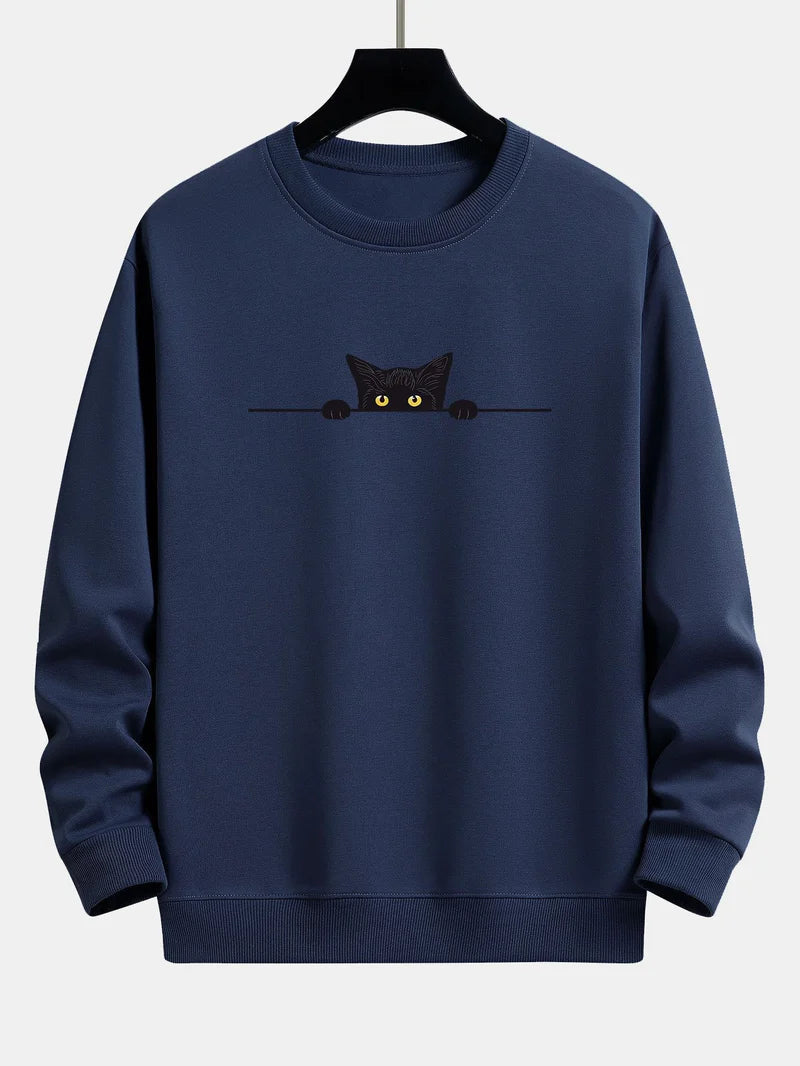 Noah - relax-fit-sweatshirt mit schwarzem katzenprint