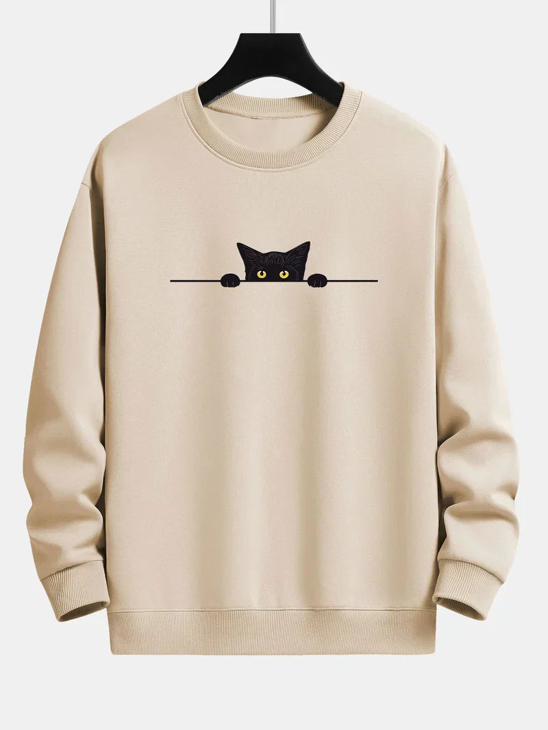 Noah - relax-fit-sweatshirt mit schwarzem katzenprint