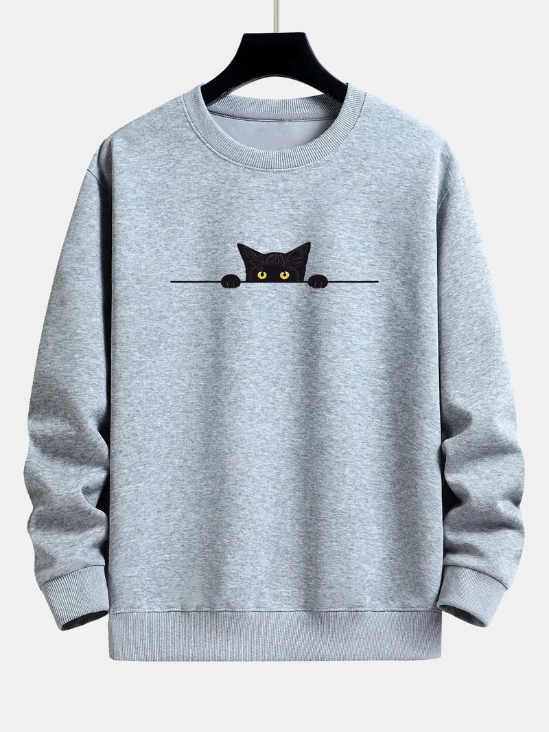 Noah - relax-fit-sweatshirt mit schwarzem katzenprint