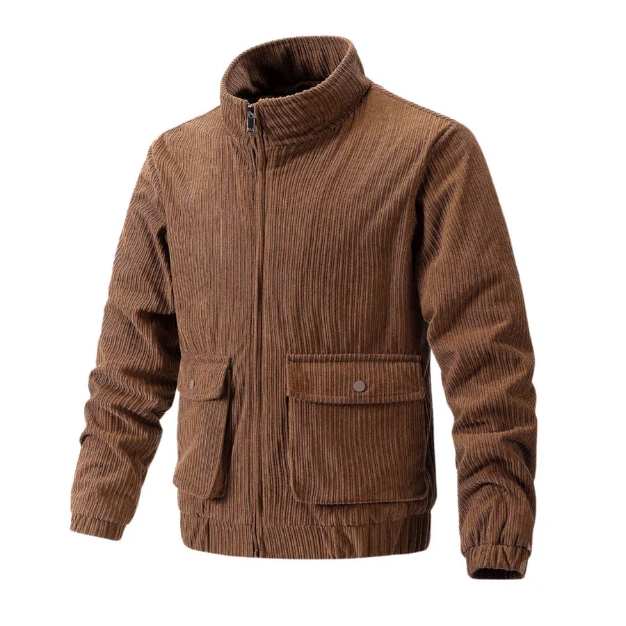 Pia - herren-cordjacke mit stehkragen und tasche