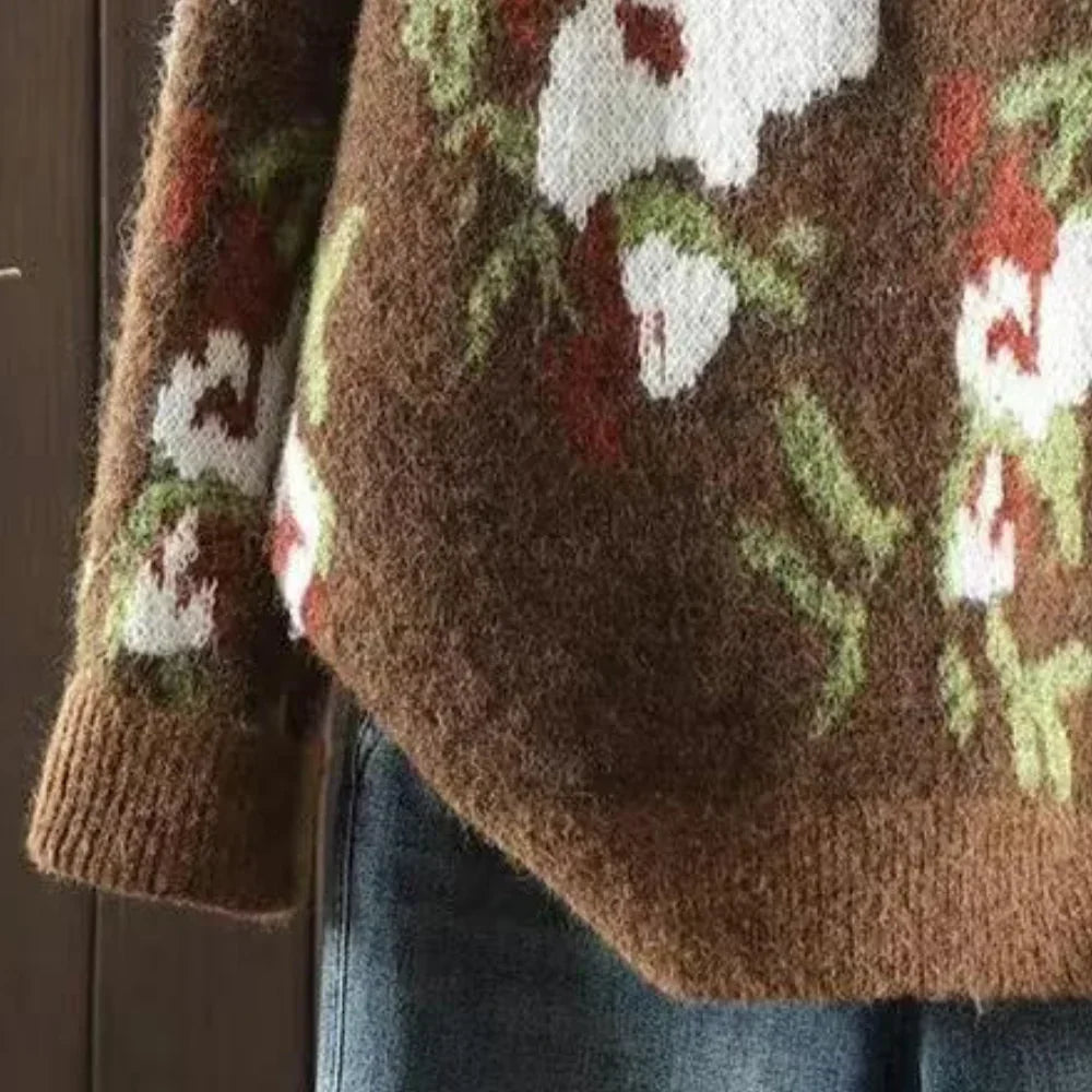 Kaia - strickpullover mit floralem muster für frauen