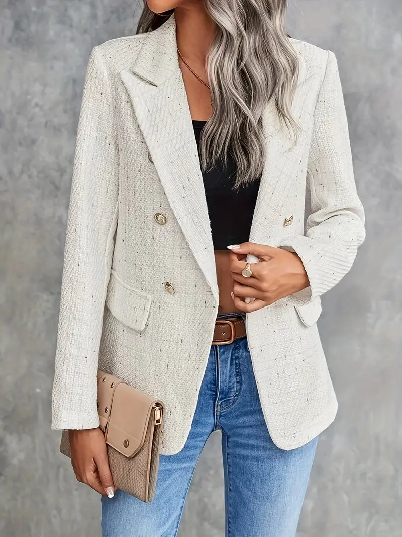 Mia – eleganter beige tweed-blazer für den frühling