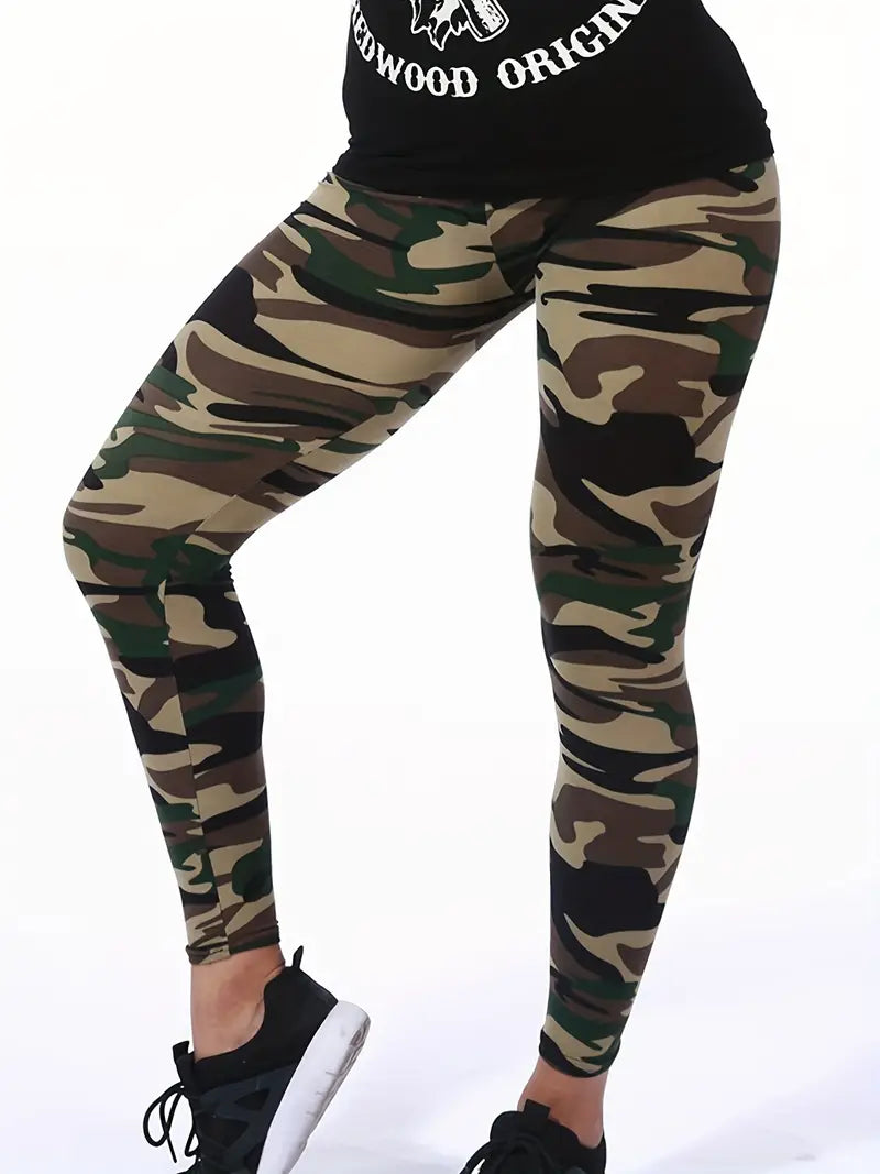 Aurora – lässige camouflage-leggings mit hoher taille