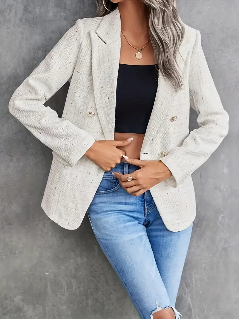 Mia – eleganter beige tweed-blazer für den frühling