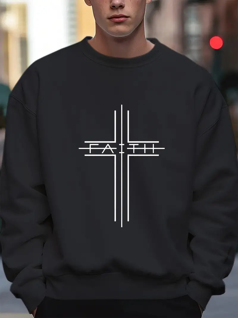 Kevin – faith cross-print-pullover für männer