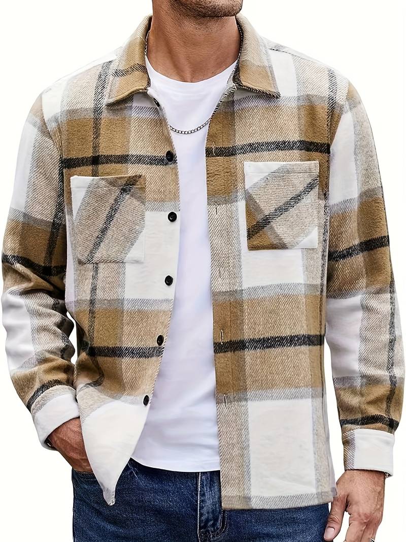 David – langarm-button-down-shirt mit karomuster für herren