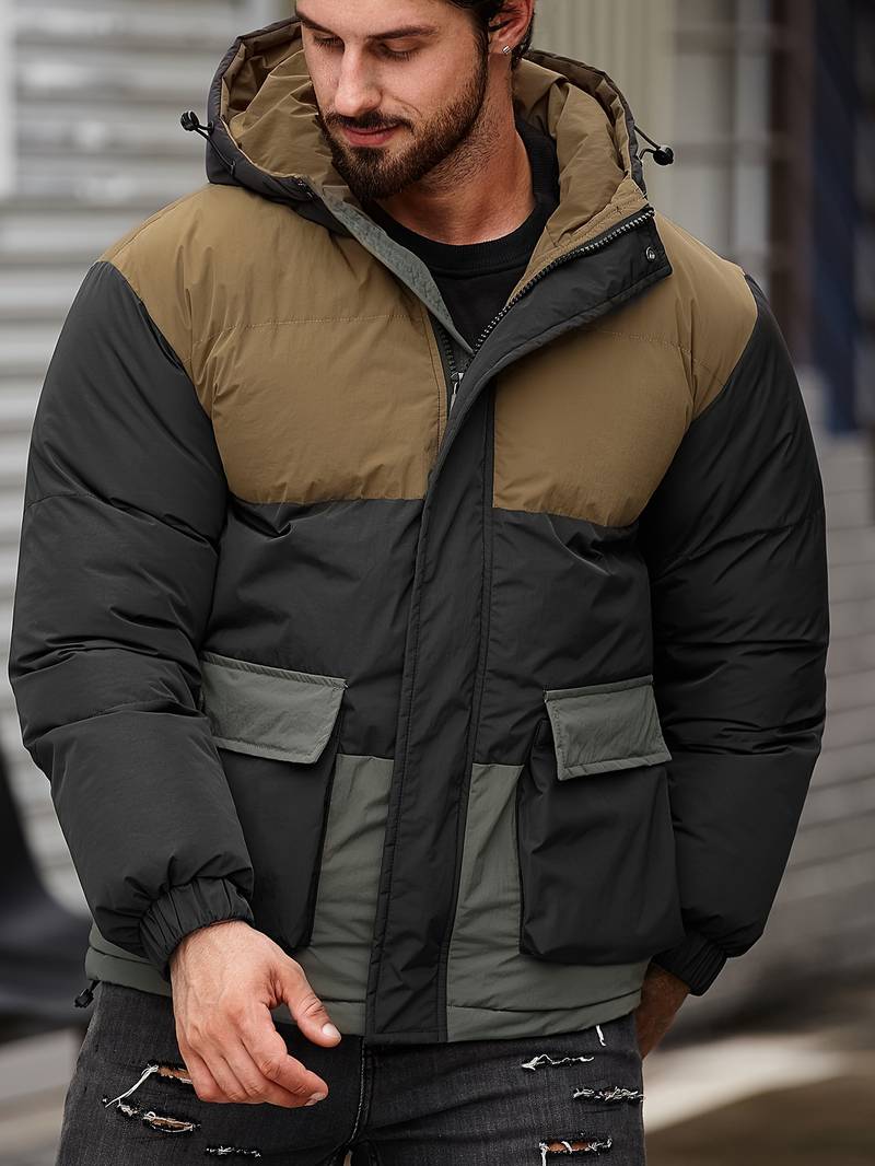 Finn – lässige, wattierte farbblockjacke für herren